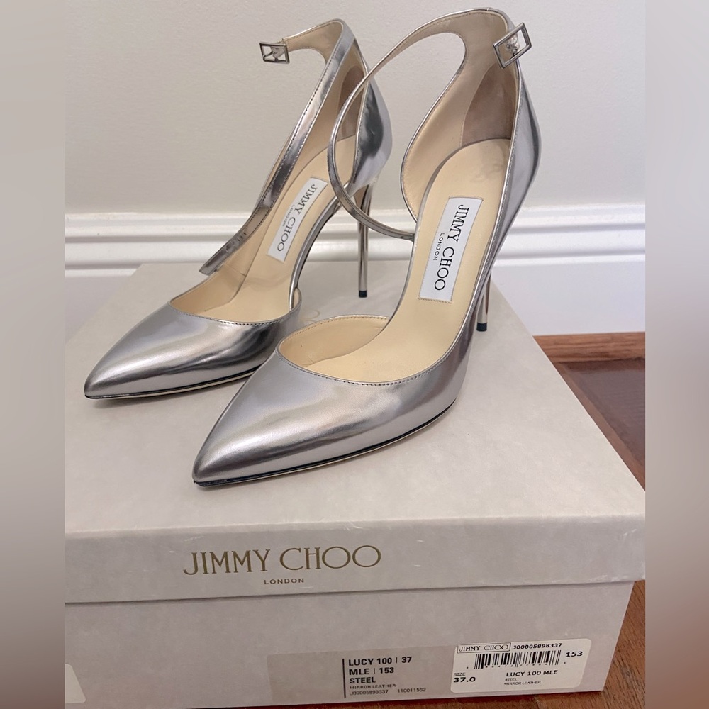 Jimmy Choo Silver Pointed Toe Heels